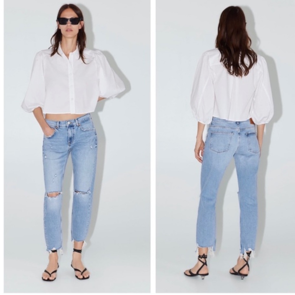 ZARA ZW PREMIUM SLIM BOYFRIEND light JEANS
